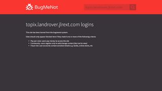 
                            13. topix.landrover.jlrext.com passwords - BugMeNot