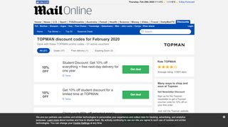 
                            12. TOPMAN discount code - 20% OFF in February - Daily Mail