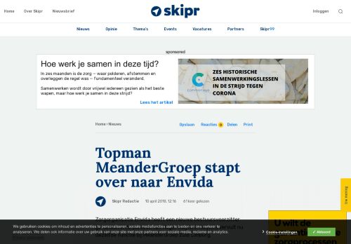 
                            6. Topman MeanderGroep stapt over naar Envida - Actueel - Skipr