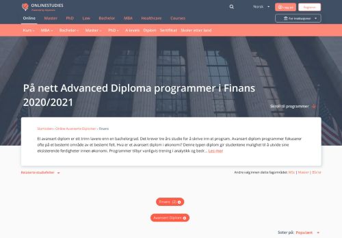 
                            12. Topp På nett Advanced Diploma programmer i Finans 2019