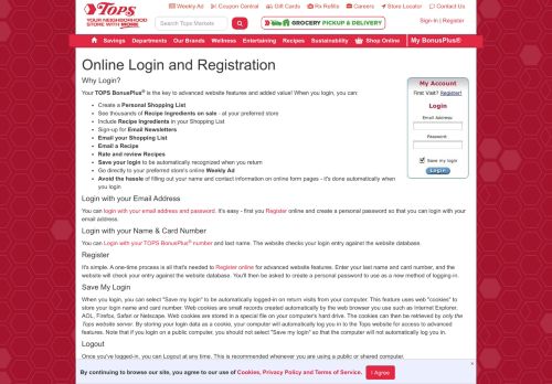 
                            2. Tops Friendly Markets - Login and Registration