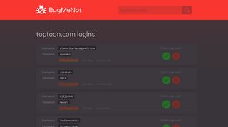 
                            3. toptoon.com passwords - BugMeNot