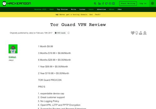 
                            9. Tor Guard VPN Review – Hacker Noon