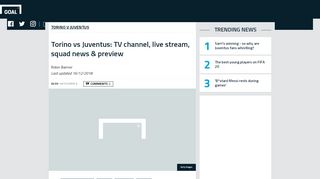 
                            5. Torino vs Juventus: TV channel, live stream, squad news & preview ...