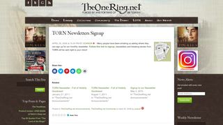 
                            10. TORN Newsletters Signup | Hobbit Movie News and Rumors ...