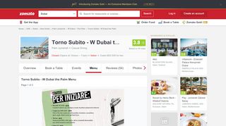 
                            12. Torno Subito - W Dubai the Palm Menu - Zomato