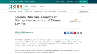 
                            10. Toronto Municipal Employees' Savings now a division of Alterna ...