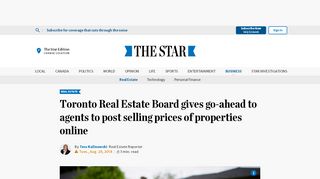 
                            6. Toronto Real Estate Board gives go-ahead to agents to post selling ...