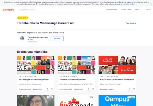 
                            8. TorontoJobs.ca Mississauga Career Fair Tickets, Wed, 26 Sep 2018 at ...