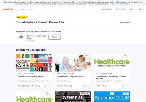 
                            7. TorontoJobs.ca Toronto Career Fair Tickets, Wed, 27 Mar 2019 at 11 ...