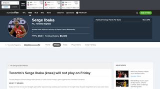 
                            11. Toronto's Serge Ibaka (knee) will not play on Friday - numberFire