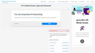 
                            4. TOT Default Router Login and Password - Clean CSS