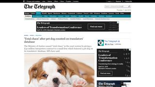 
                            12. 'Total chaos' after pet dog counted on translators' database - Telegraph