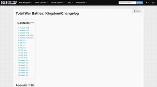 
                            11. Total War Battles: Kingdom/Changelog - Sega Retro