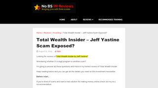 
                            8. Total Wealth Insider - Is Jeff Yastine A Scam? [Review]