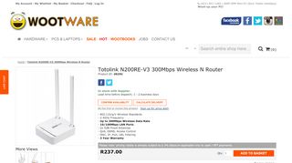 
                            11. Totolink N200RE-V3 300Mbps Wireless N Router - Wootware