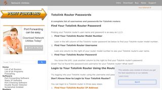 
                            9. Totolink Router Passwords - Port Forward
