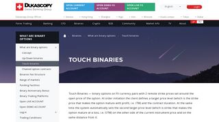 
                            8. Touch binaries :: Dukascopy Bank SA | Swiss Forex Bank | ECN ...