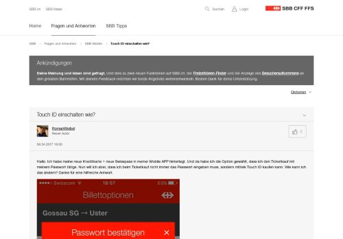 
                            10. Touch ID einschalten wie? - SBB CFF FFS Community - 6961