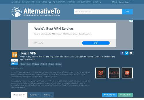 
                            6. Touch VPN Alternatives and Similar Software - AlternativeTo.net