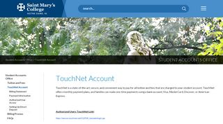 
                            6. TouchNet Account | Saint Mary's College, Notre Dame, IN