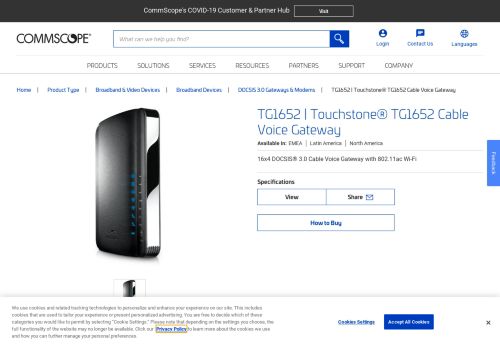 
                            7. Touchstone® TG1652 Cable Voice Gateway | ARRIS