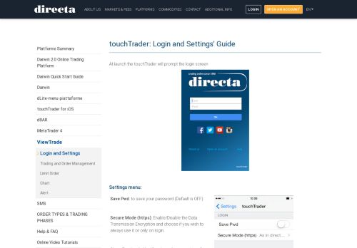 
                            8. touchTrader: login and settings' Guide -Directa