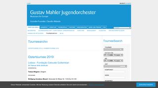 
                            12. Tourneearchiv - Gustav Mahler Jugendorchester