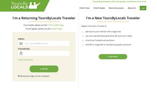 
                            2. ToursByLocals - Traveler Log In