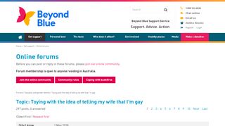 
                            8. Toying with the idea of telling my wife that I'm gay - Beyondblue