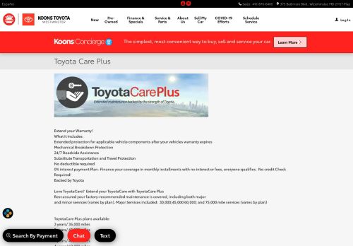 
                            11. Toyota Care Plus | Koons Westminster Toyota