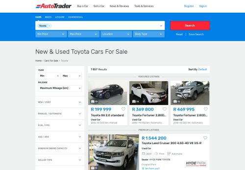 
                            6. Toyota cars for sale in South Africa - AutoTrader New & Used Toyota ...