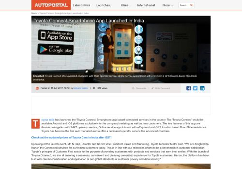 
                            13. Toyota Connect Smartphone App Launched in India - AutoPortal