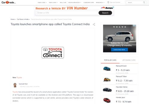 
                            11. Toyota launches smartphone app called Toyota Connect India ...