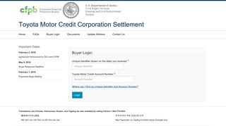 
                            11. Toyota Motor Credit Fair Lending Settlement - Login