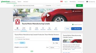 
                            10. Toyota Motor Manufacturing Canada Production Team Member ...