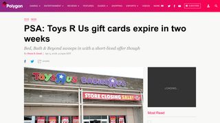 
                            9. Toys R Us gift cards expire April 21 - Polygon