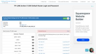 
                            2. TP-LINK Archer C1200 Default Router Login and Password - Clean CSS