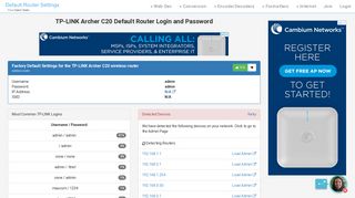 
                            2. TP-LINK Archer C20 Default Router Login and Password - Clean CSS