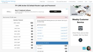 
                            3. TP-LINK Archer D2 Default Router Login and Password - ...