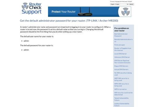 
                            10. TP-LINK / Archer MR200 : Default Password - RouterCheck Support