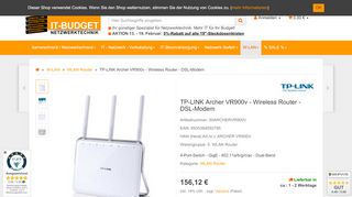 
                            13. TP-Link ARCHER VR900V Router, AC1900, WLAN, Dual Band, 156 ...