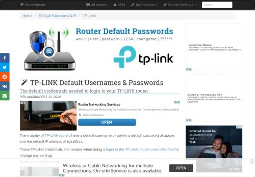 
                            7. TP-LINK Default Password, Login & IP List (updated February 2019 ...