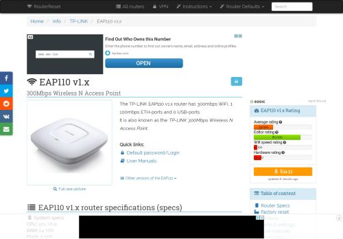 
                            12. TP-LINK EAP110 v1.x Default Password & Login, Manuals, Firmwares ...