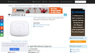 
                            5. TP-LINK EAP115 v4.x Default Password & Login, Manuals and Reset ...