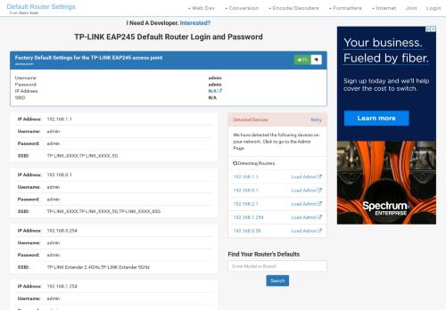 
                            4. TP-LINK EAP245 Default Router Login and Password - Clean CSS