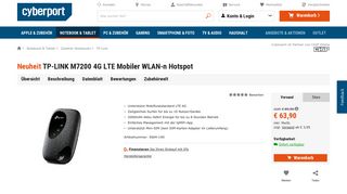 
                            7. TP-LINK M7200 4G LTE Mobiler WLAN-n Hotspot ++ Cyberport
