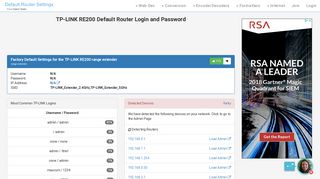 
                            3. TP-LINK RE200 Default Router Login and Password - Clean CSS