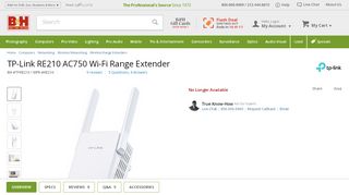 
                            10. TP-Link RE210 AC750 Wi-Fi Range Extender RE210 B&H Photo Video