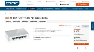 
                            7. TP-LINK TL-SF1005D 5x Port Desktop Switch ++ Cyberport